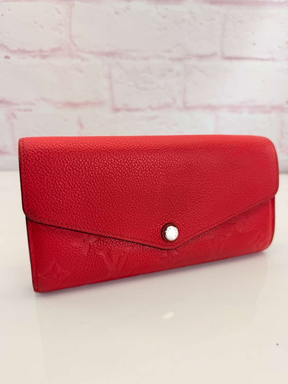 Louis Vuitton Red Monogram Empreinte Leather Sarah Wallet
